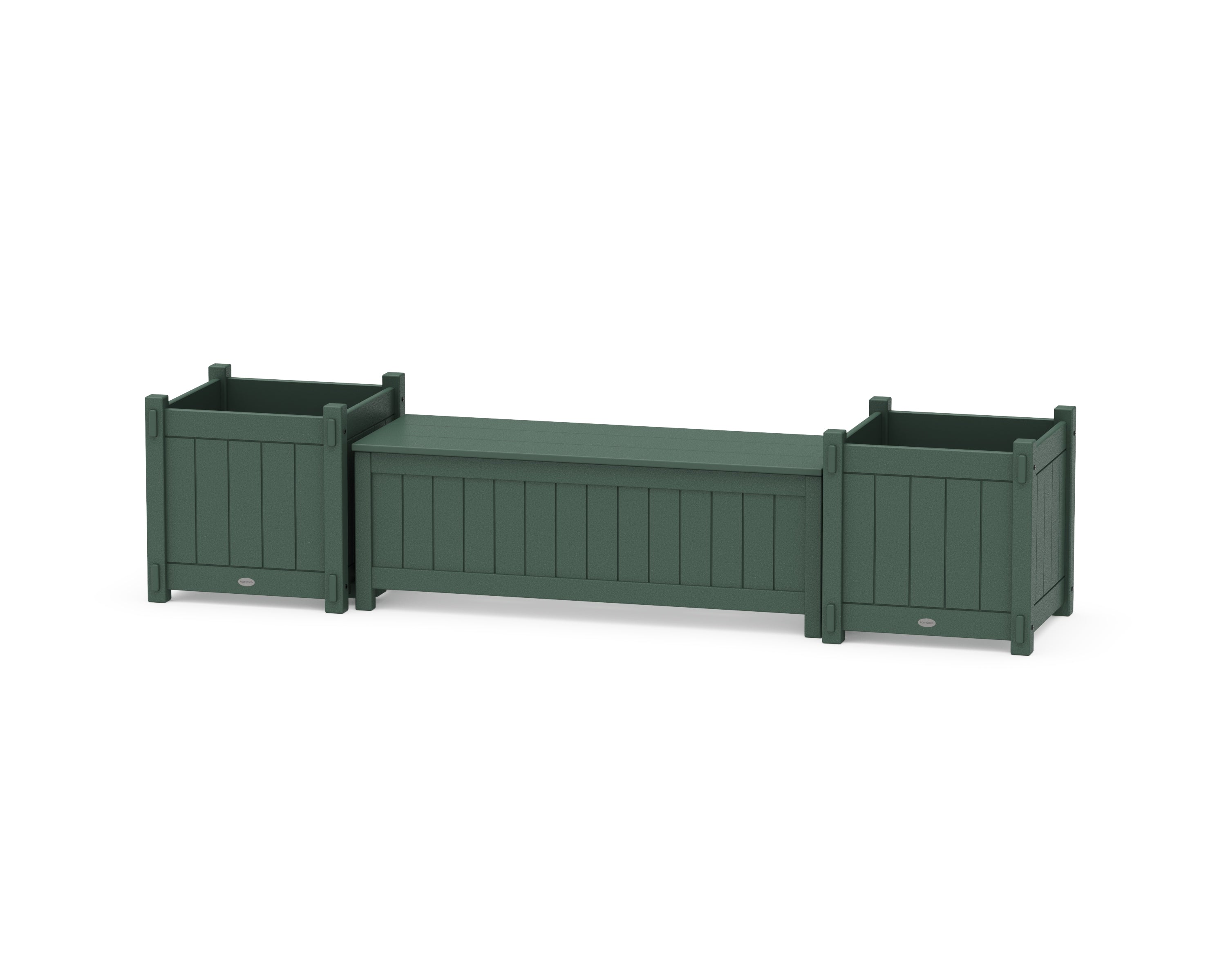 POLYWOOD® 48" Vineyard Straight Planter Storage Bench Set- Large in Green