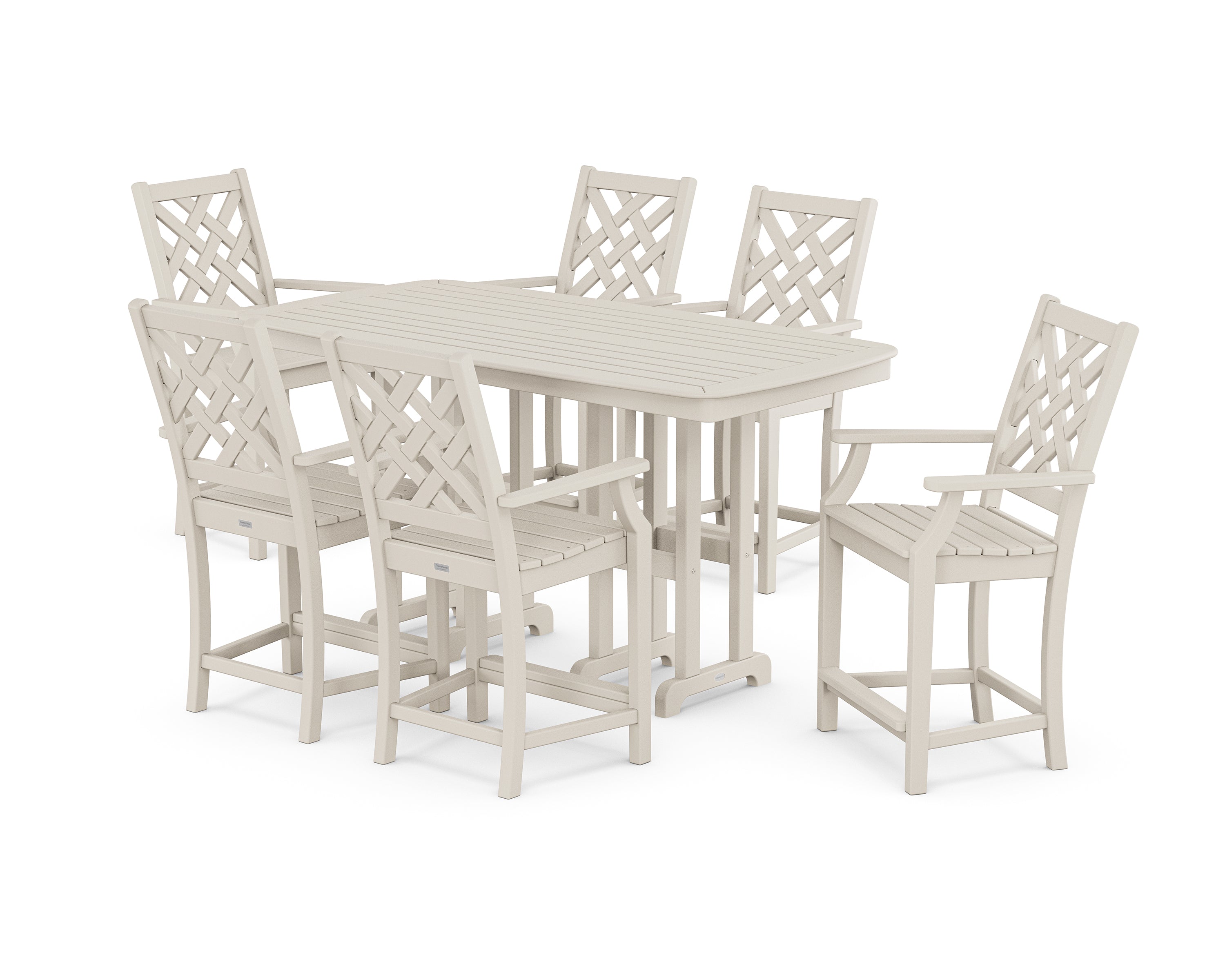 Country Living Wovendale Arm Chair 7-Piece Counter Set in Sand