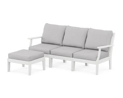 POLYWOOD® Braxton Modular 4-Piece Deep Seating Set with Ottoman in White / Granite