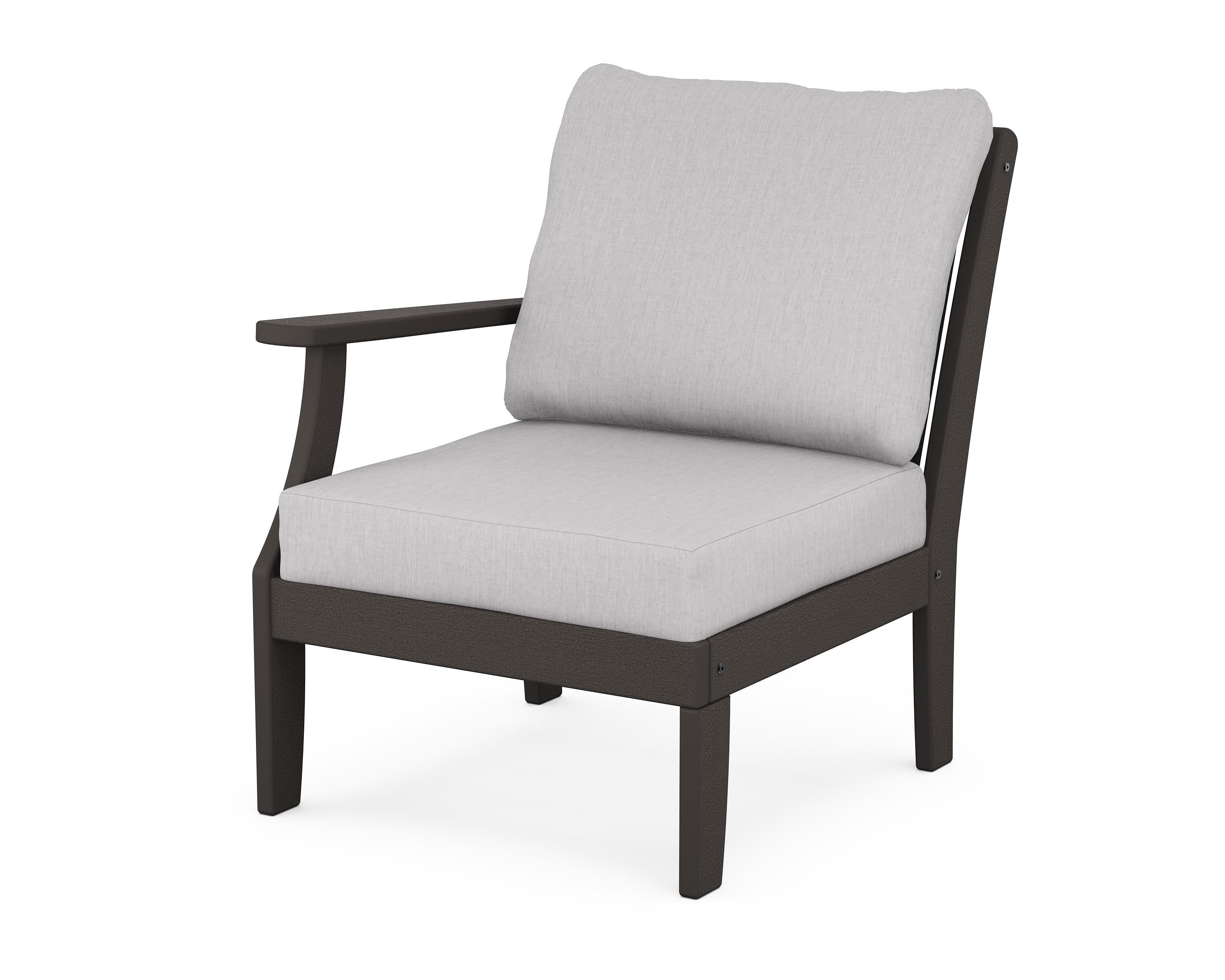 POLYWOOD® Braxton Modular Left Arm Chair in Vintage Coffee / Granite