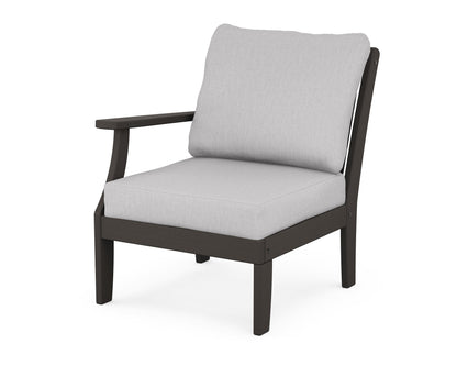 POLYWOOD® Braxton Modular Left Arm Chair in Vintage Coffee / Granite