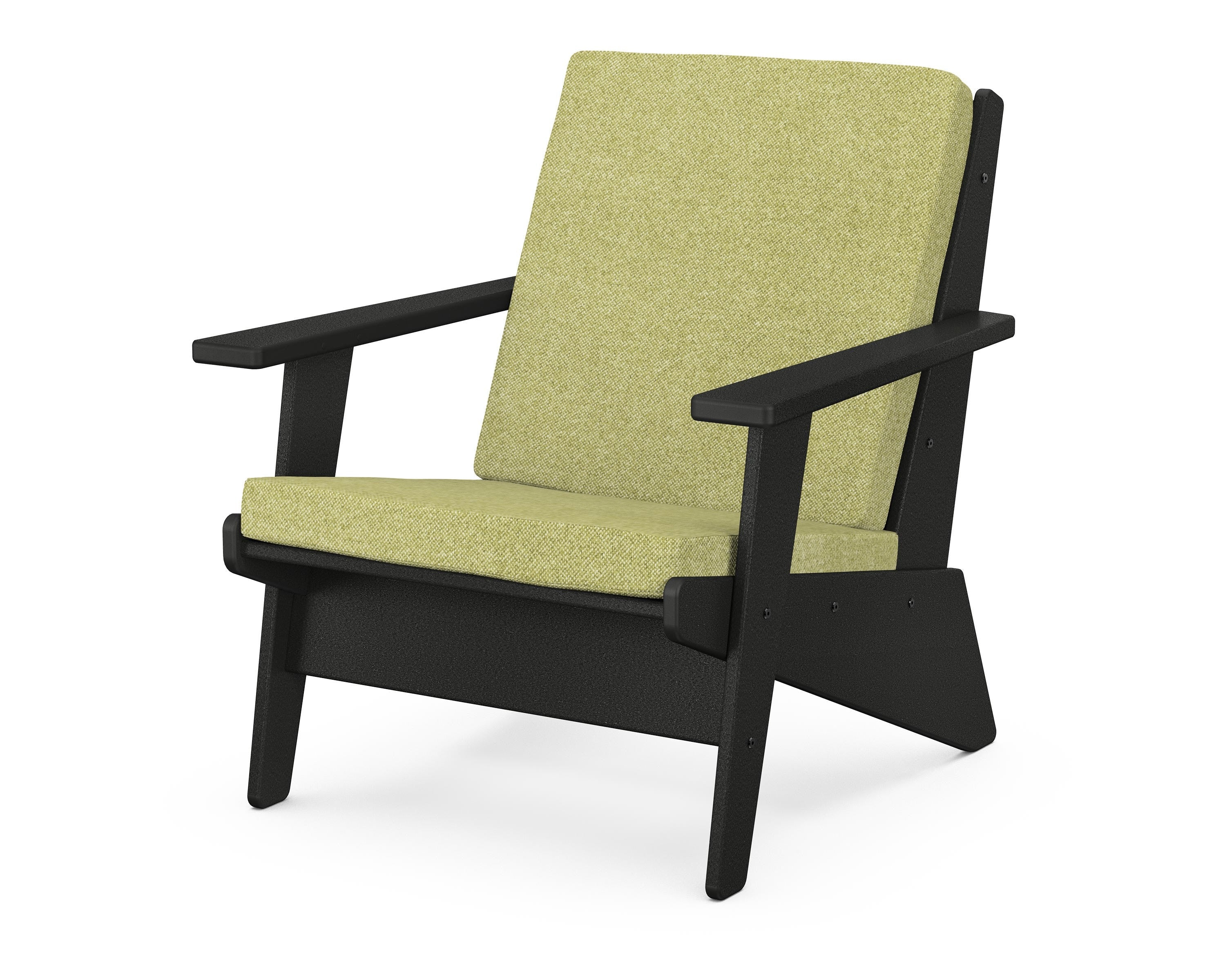 POLYWOOD® Riviera Modern Lounge Chair in Black / Chartreuse Boucle