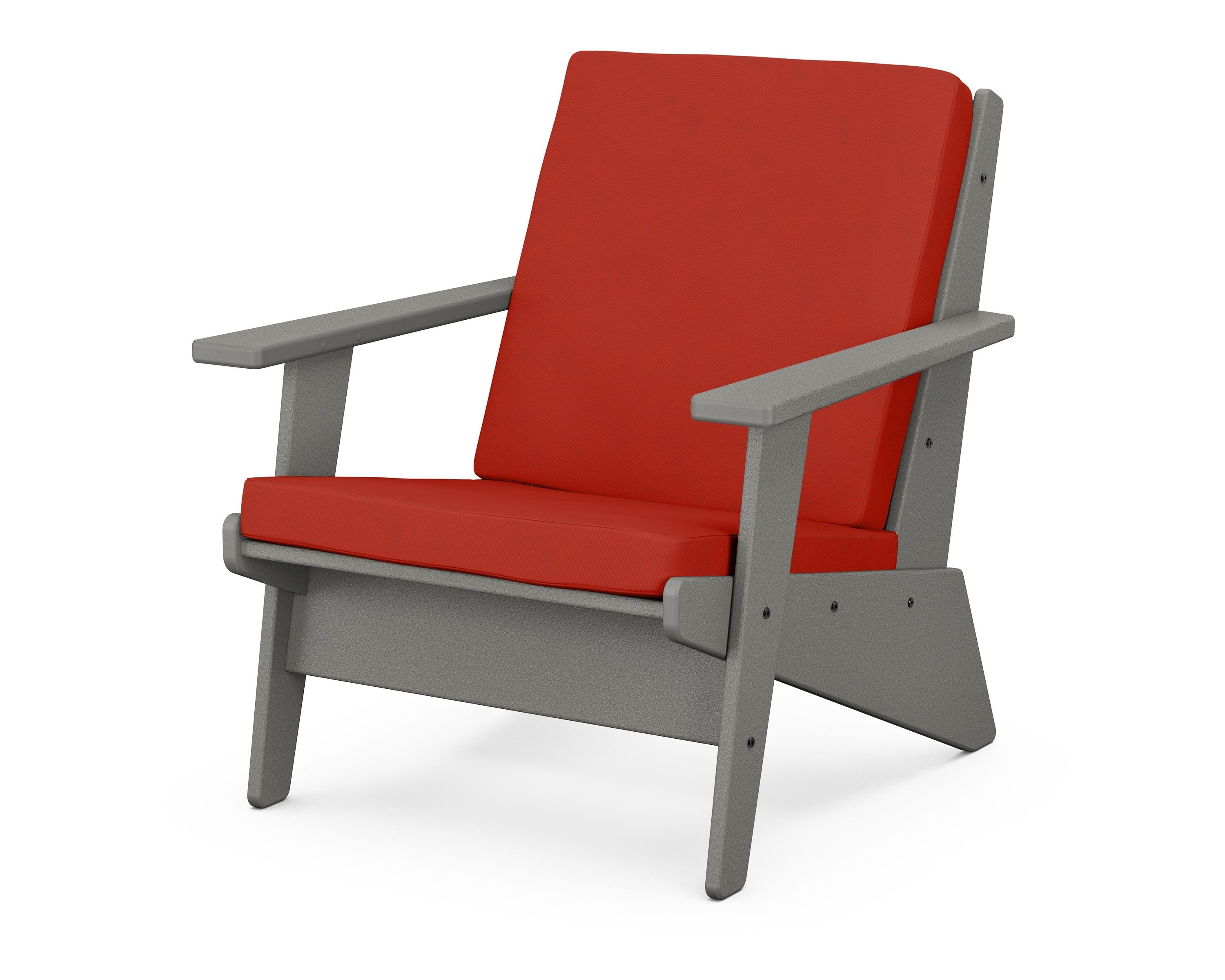 POLYWOOD® Riviera Modern Lounge Chair in Slate Grey / Canvas Jockey Red