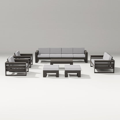 PW Designer Series Latitude 8-Piece Lounge Sofa Set in Vintage Coffee / Granite