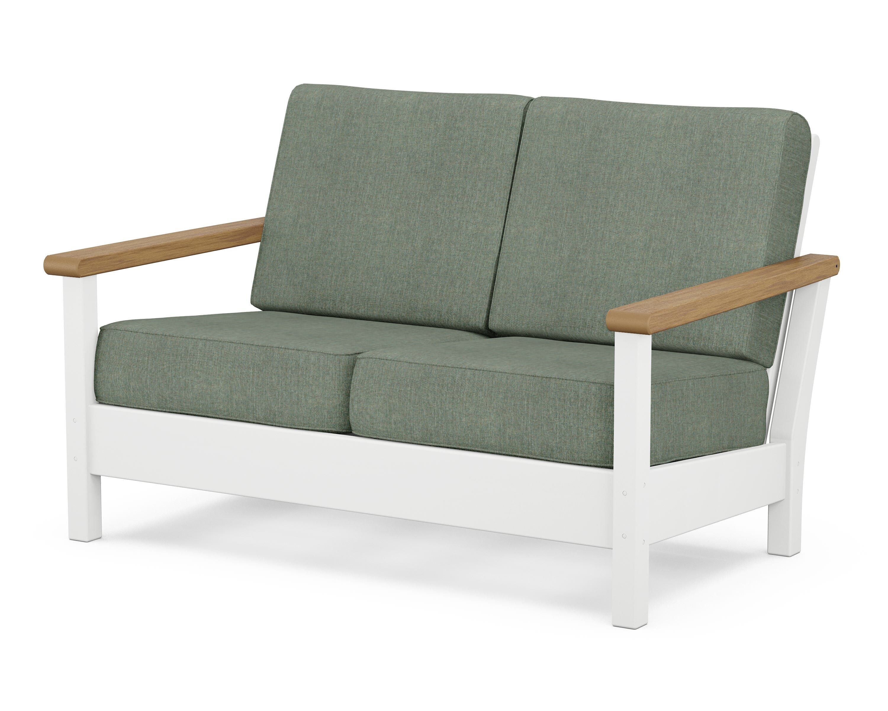 POLYWOOD® Harbour Deep Seating Loveseat in White / Natural / Cast Sage