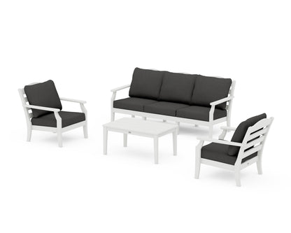 Draper James™ by  POLYWOOD® Savannah 4-Piece Deep Seating Set with Sofa in Vintage White / Spectrum Carbon