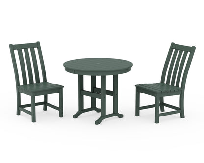 POLYWOOD® Vineyard Side Chair 3-Piece Round Dining Set in Green