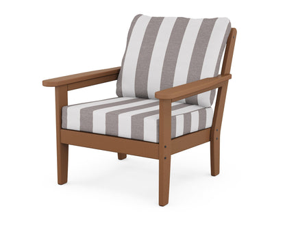 Country Living Cottage Deep Seating Chair in Teak / Cabana Stripe Grey Mist