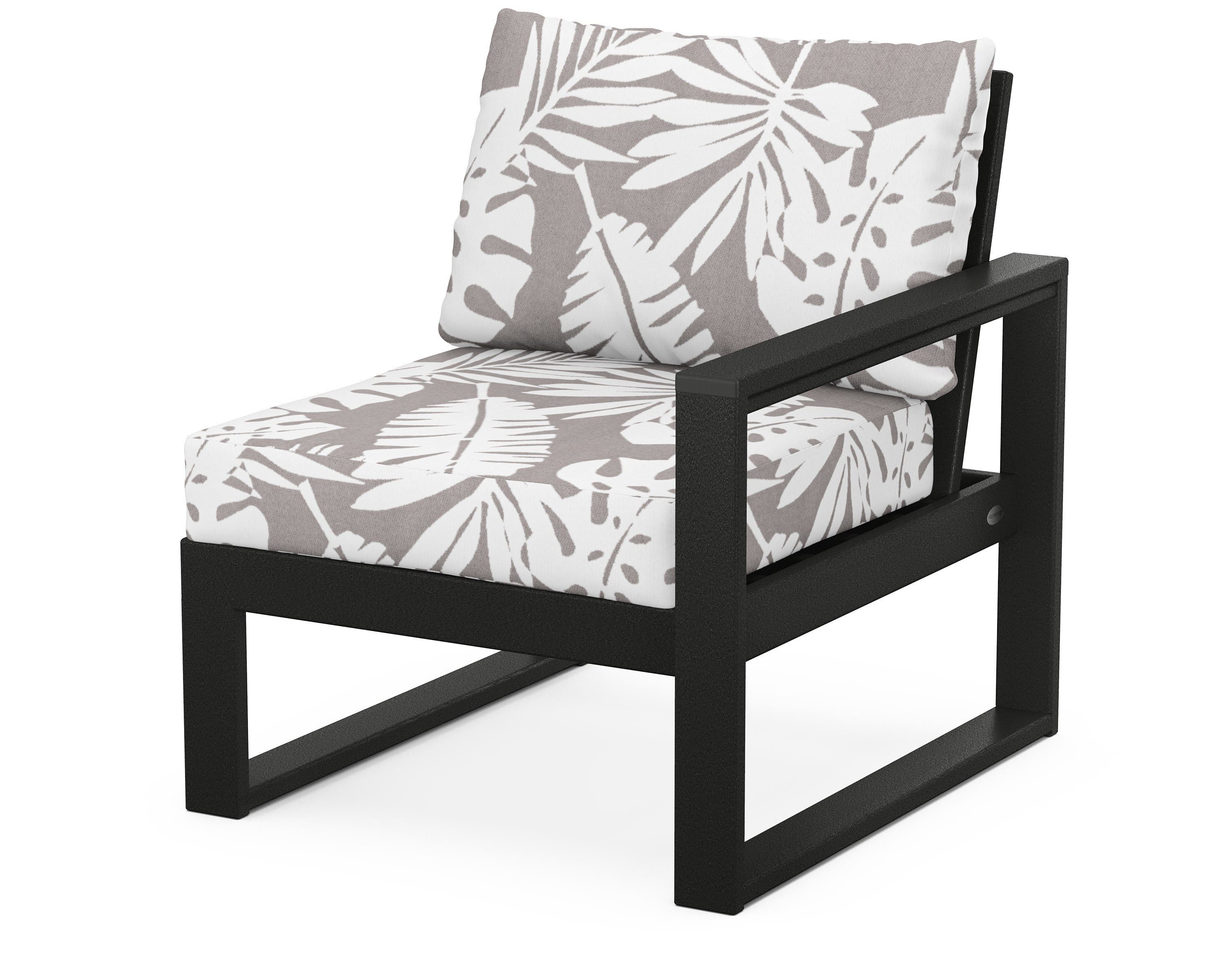 POLYWOOD® EDGE Modular Right Arm Chair in Black / Leaf Grey Mist