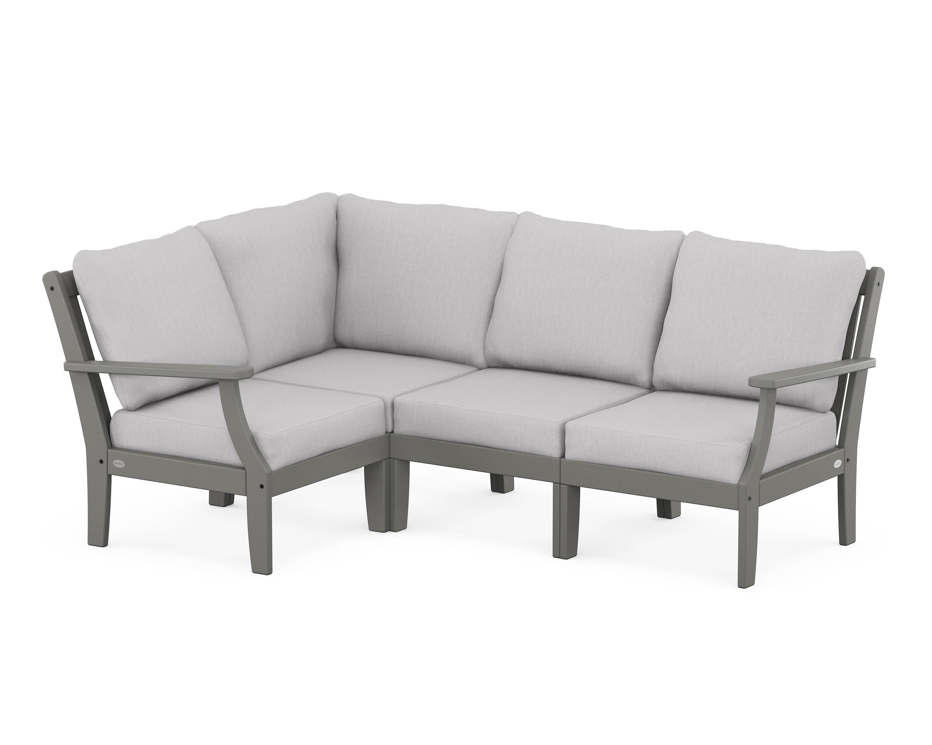 POLYWOOD® Braxton Modular 4-Piece Deep Seating Set in Slate Grey / Granite
