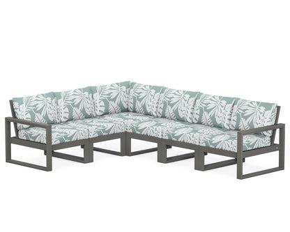POLYWOOD® EDGE 6-Piece Modular Deep Seating Set in Slate Grey / Leaf Glacier Spa