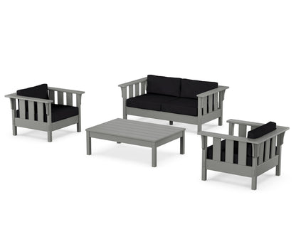 Martha Stewart by POLYWOOD® Acadia 4-Piece Deep Seating Set with Loveseat in Slate Grey / Midnight Linen