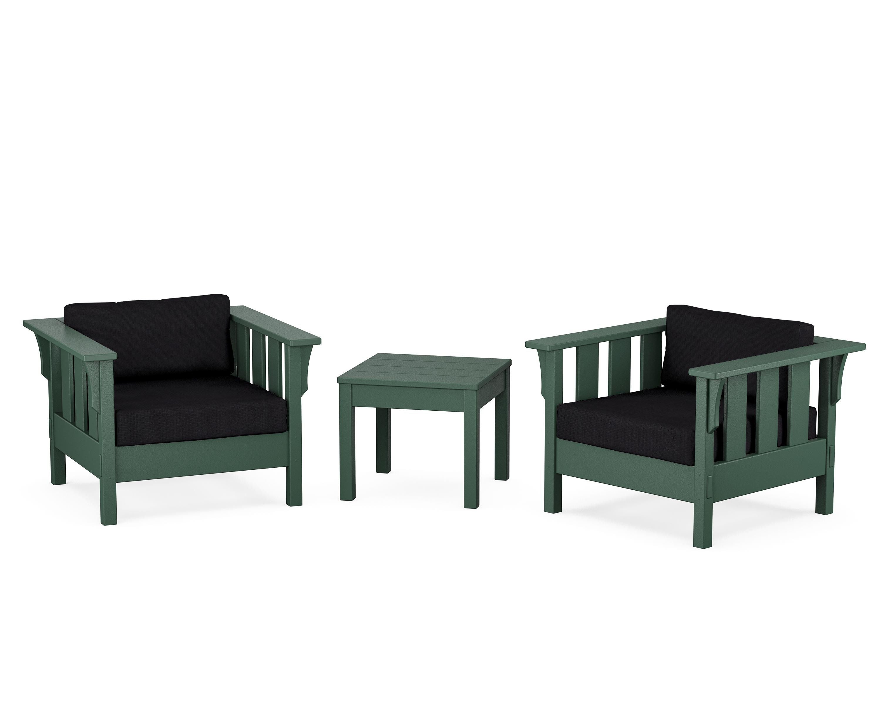 Martha Stewart by POLYWOOD® Acadia 3-Piece Deep Seating Set in Green / Midnight Linen