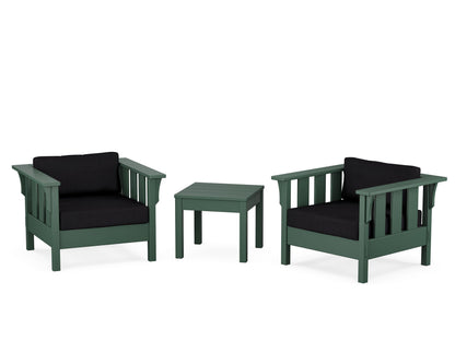 Martha Stewart by POLYWOOD® Acadia 3-Piece Deep Seating Set in Green / Midnight Linen