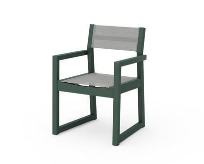 POLYWOOD® EDGE Sling Dining Arm Chair in Green / Metallic Sling