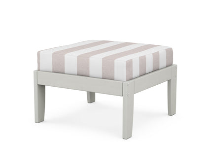 Unbranded Modular Ottoman - Classic in Vintage White / Cabana Stripe Dune Burlap