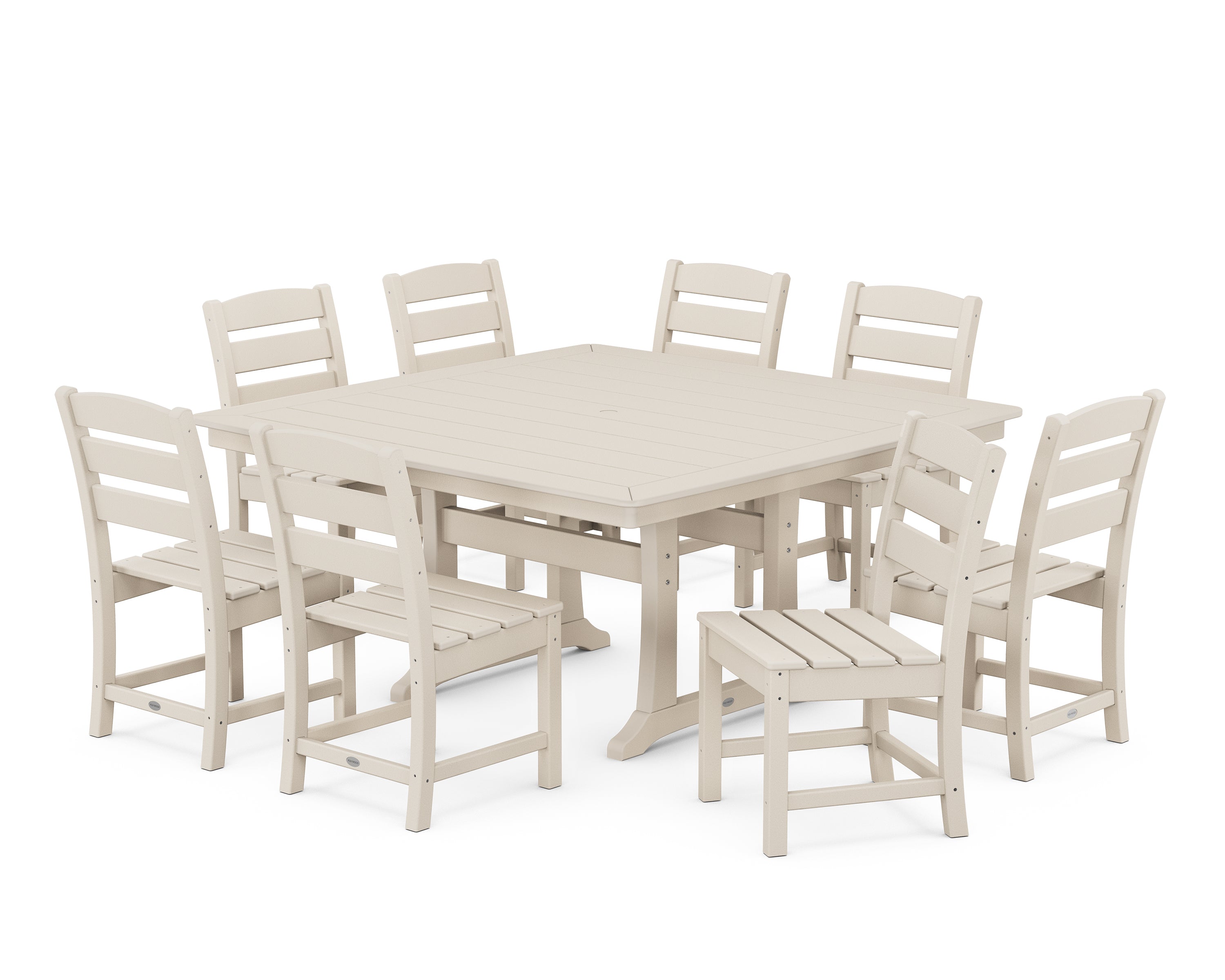 POLYWOOD® Lakeside 9-Piece Nautical Trestle Dining Set in Sand