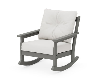 POLYWOOD® Vineyard Deep Seating Rocking Chair in Slate Grey / Natural Linen