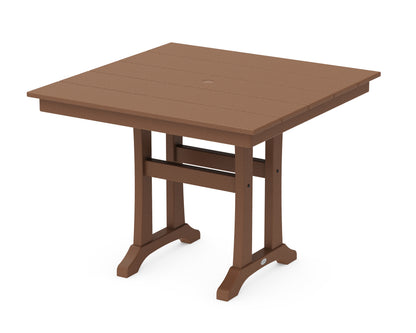 POLYWOOD® Farmhouse Trestle 37" Dining Table in Teak