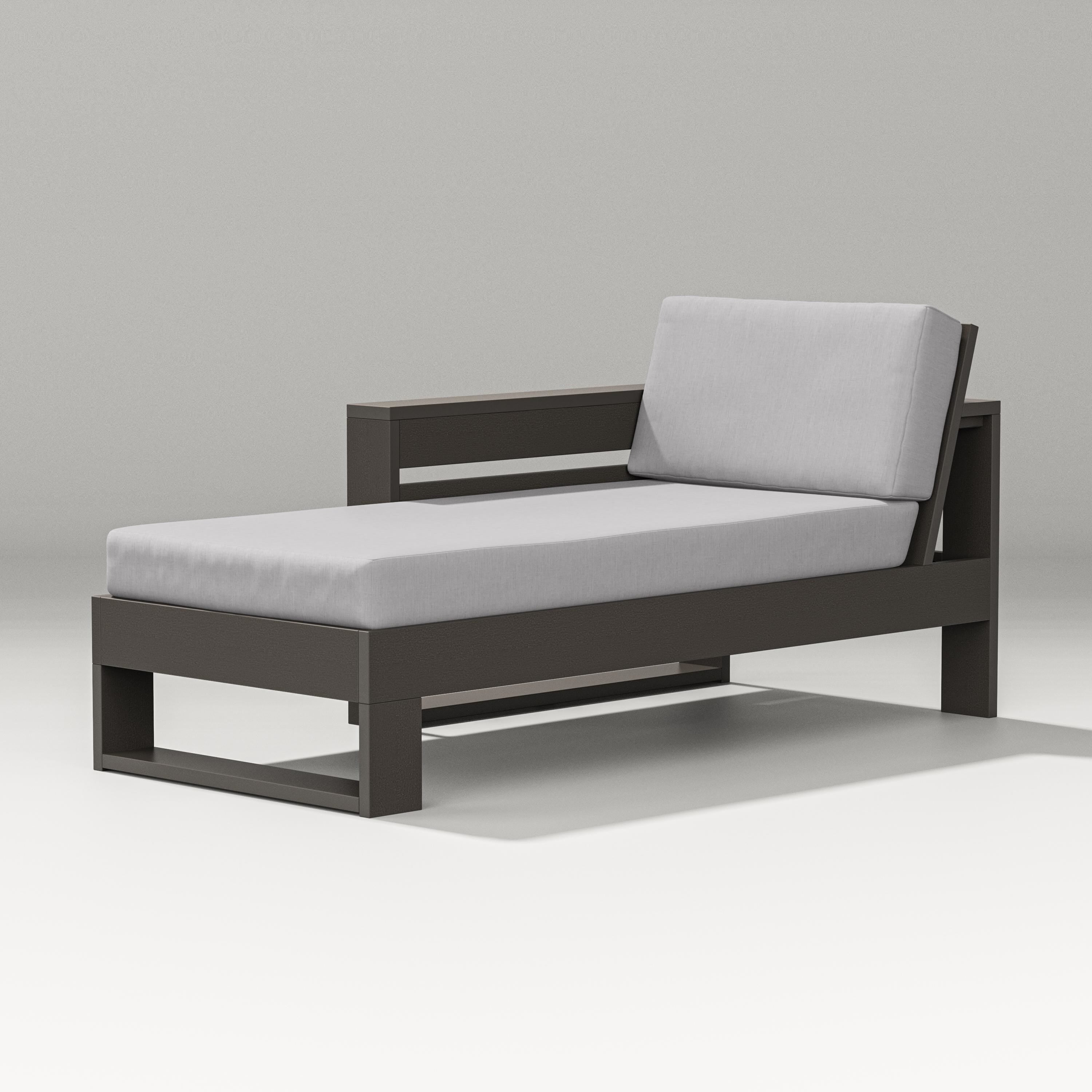 PW Designer Series Latitude Modular Left Arm Chaise in Vintage Coffee / Granite