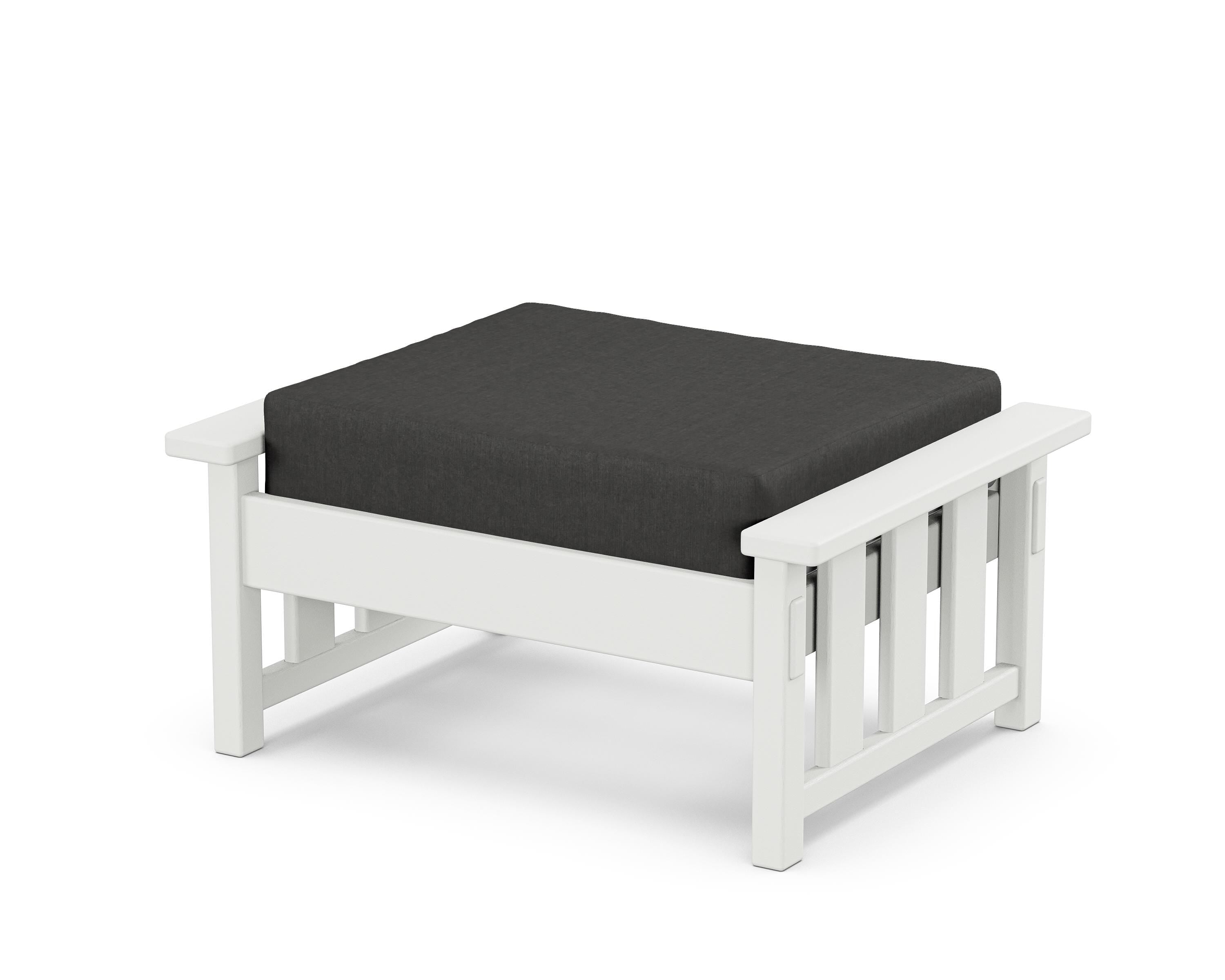 Martha Stewart by POLYWOOD® Acadia Deep Seating Ottoman in White / Spectrum Carbon