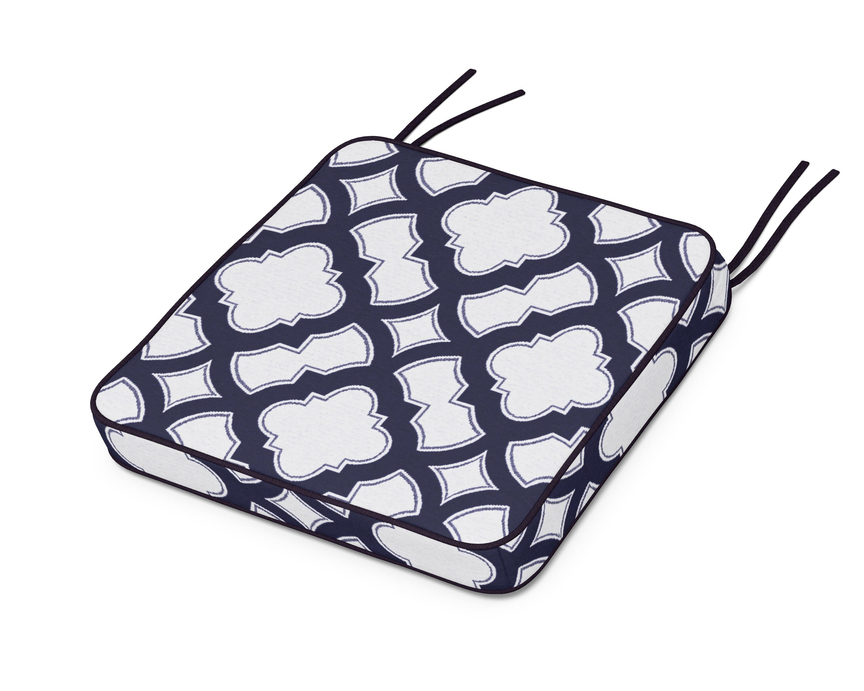 Martha Stewart by POLYWOOD® Chinoiserie Side Chair Seat Cushion in Trellis Navy
