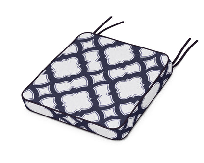 Martha Stewart by POLYWOOD® Chinoiserie Side Chair Seat Cushion in Trellis Navy