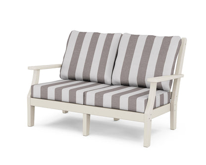Country Living Wovendale Deep Seating Loveseat in Sand / Cabana Stripe Grey Mist