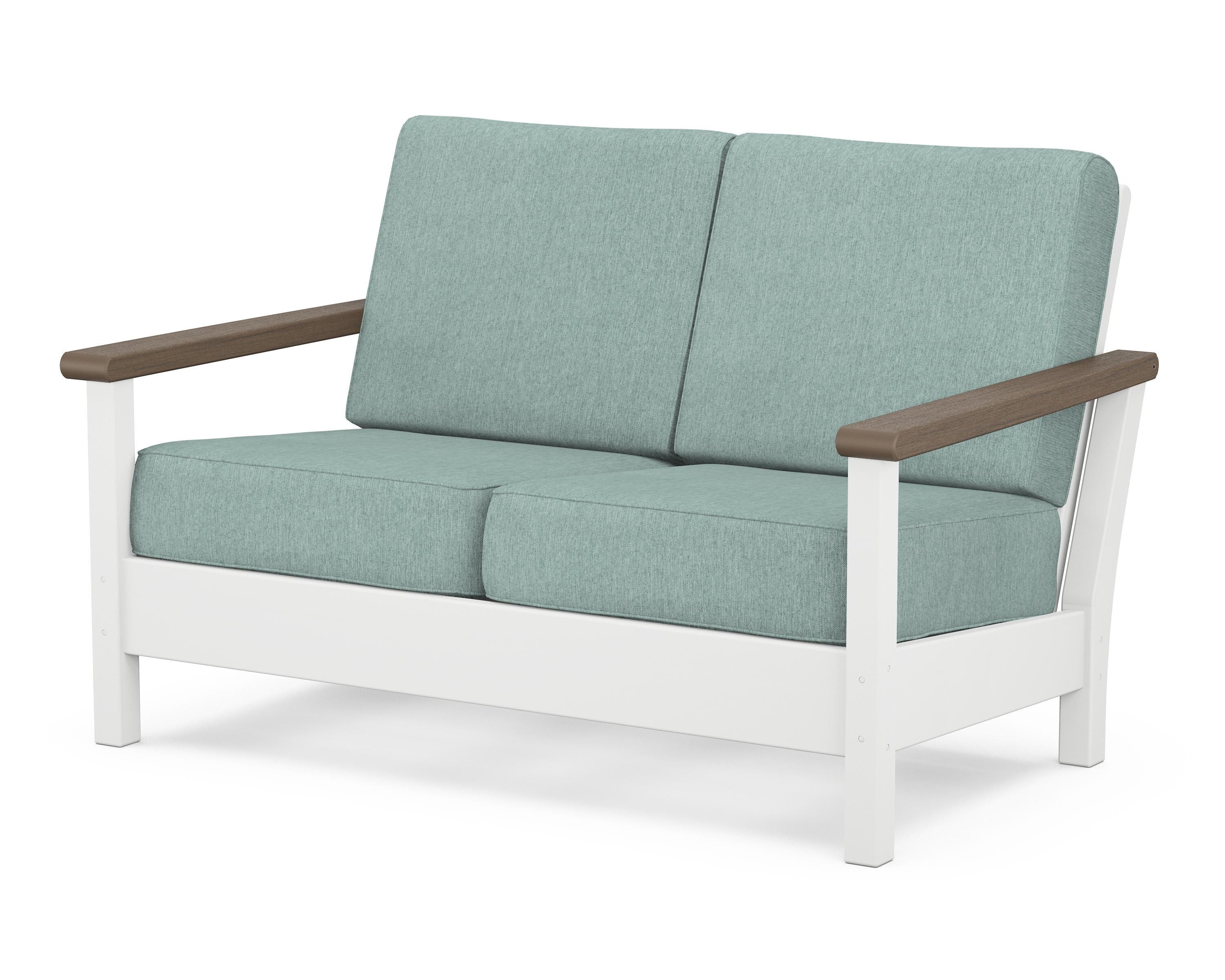 POLYWOOD® Harbour Deep Seating Loveseat in White / Kona / Glacier Spa
