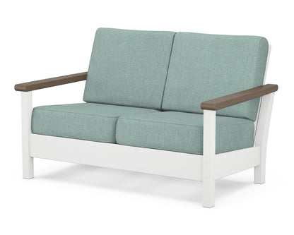 POLYWOOD® Harbour Deep Seating Loveseat in White / Kona / Glacier Spa