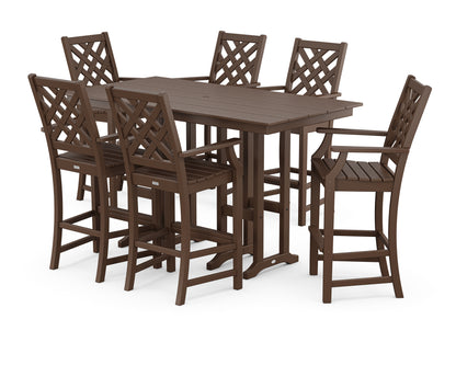Country Living Wovendale Arm Chair 7-Piece Farmhouse Bar Set in Mahogany