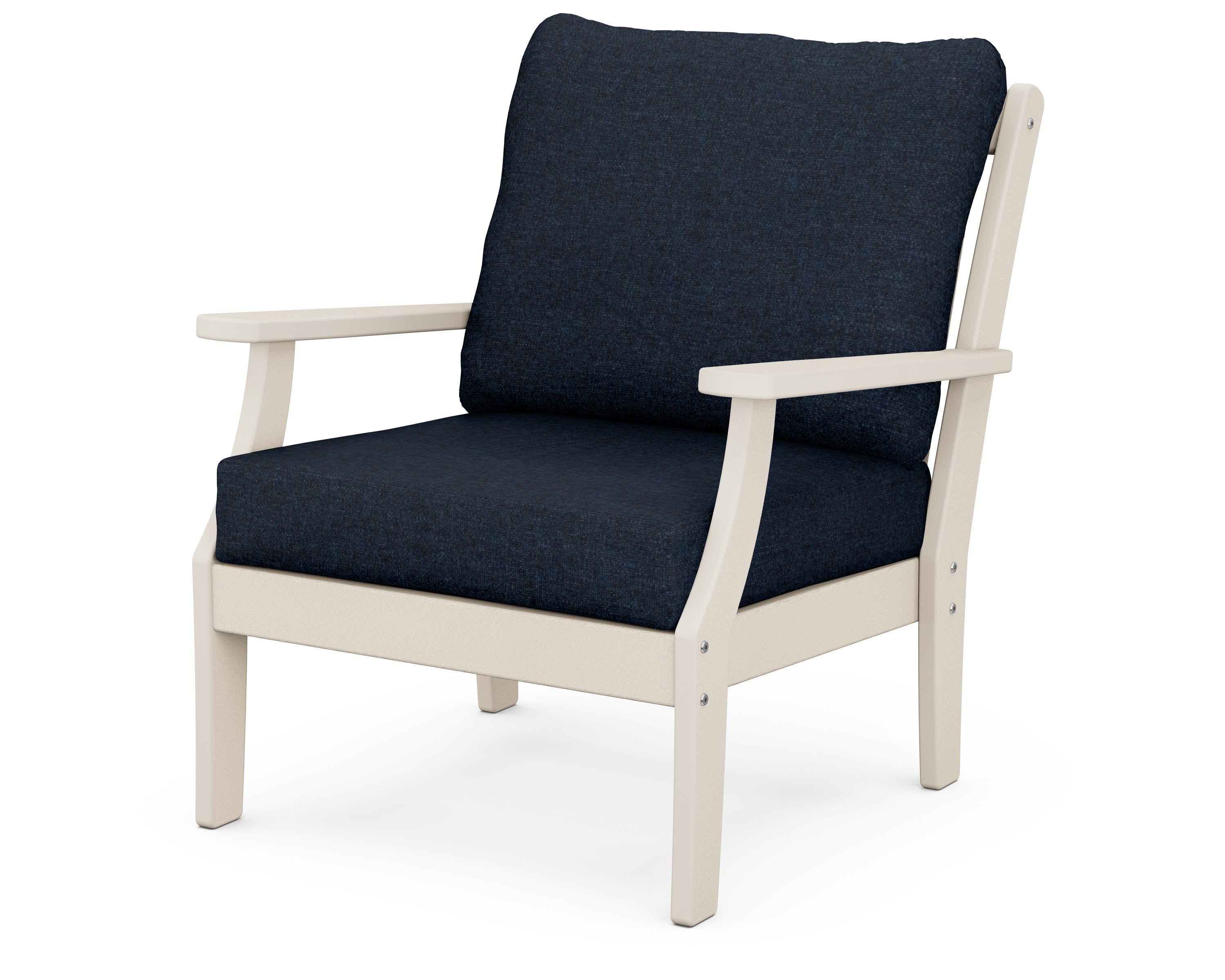 POLYWOOD® Braxton Deep Seating Chair in Sand / Marine Indigo