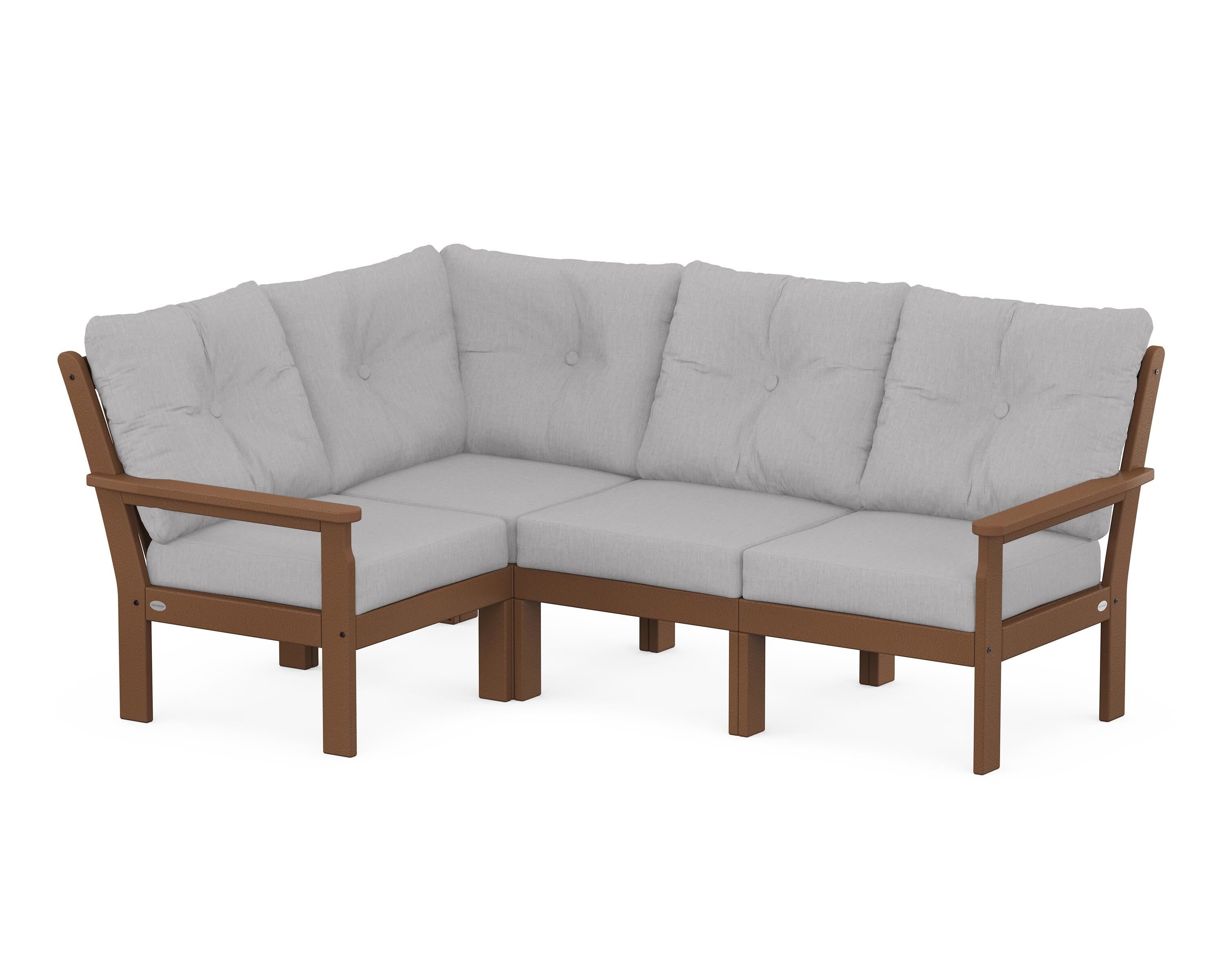 POLYWOOD® Vineyard 4-Piece Sectional in Teak / Granite