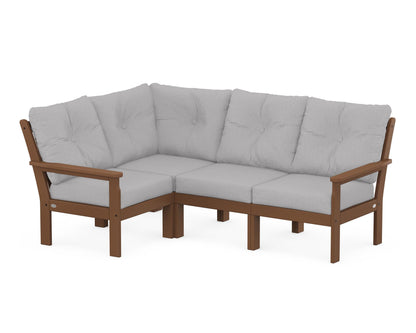 POLYWOOD® Vineyard 4-Piece Sectional in Teak / Granite