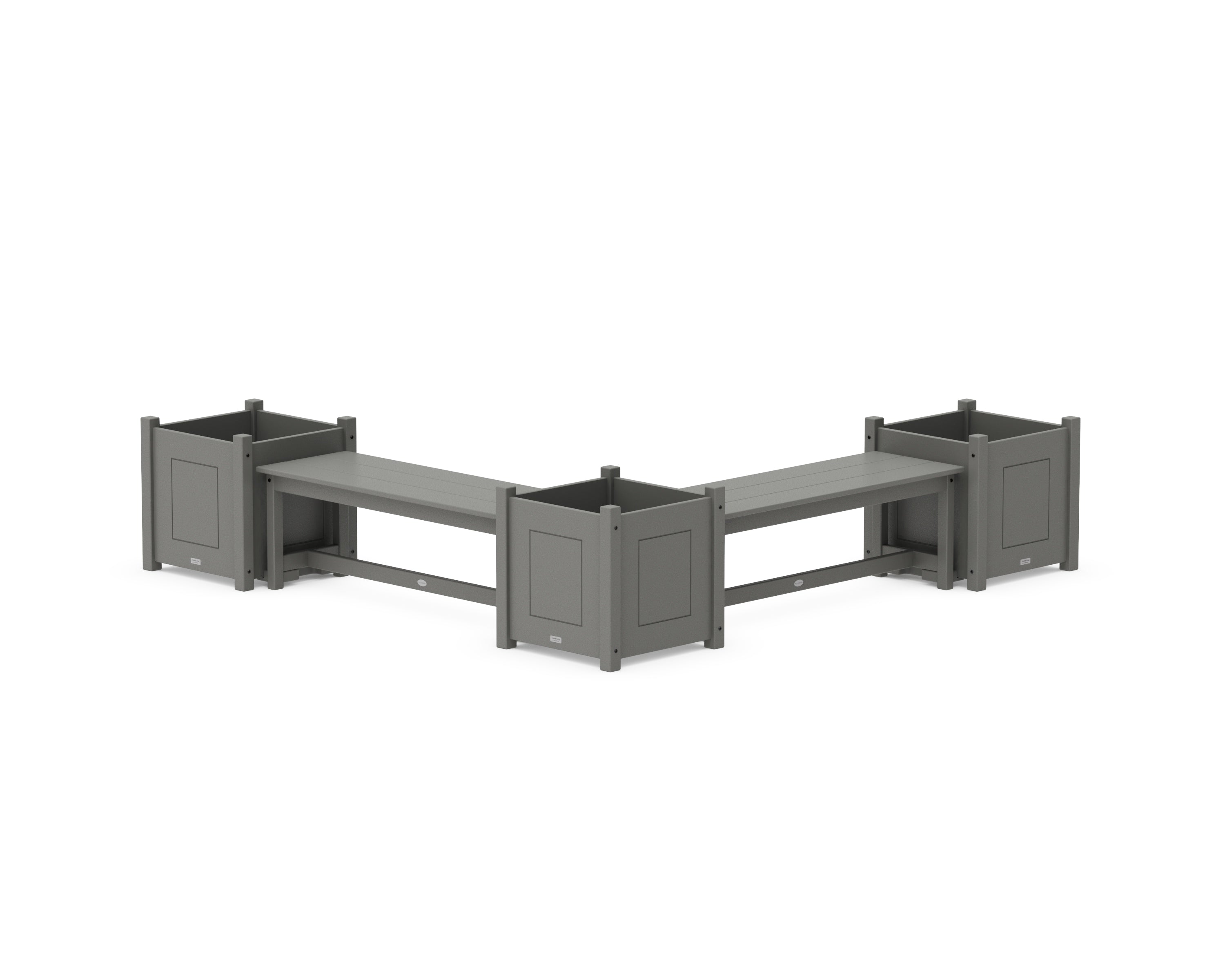 POLYWOOD® 48" Country Living L- Shaped Planter Bench Corner Set - Large in Slate Grey