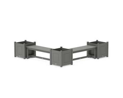 POLYWOOD® 48" Country Living L- Shaped Planter Bench Corner Set - Large in Slate Grey