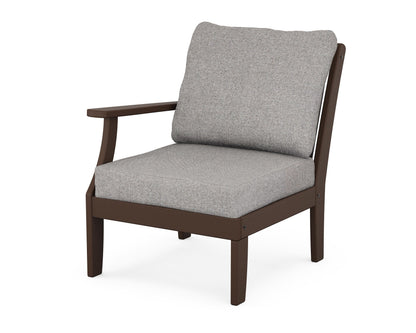 POLYWOOD® Braxton Modular Left Arm Chair in Mahogany / Grey Mist