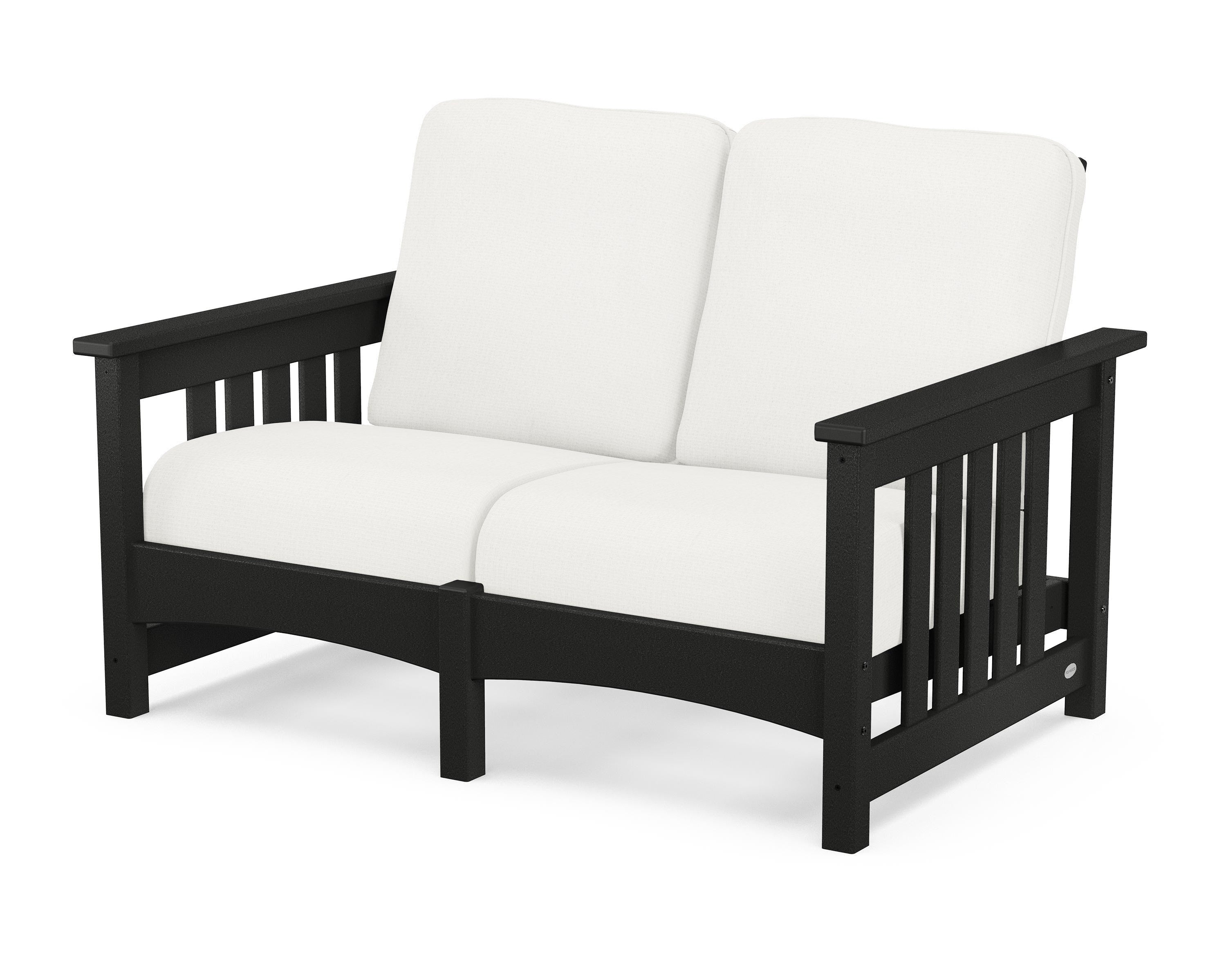 POLYWOOD® Club Mission Loveseat in Black / Natural Linen