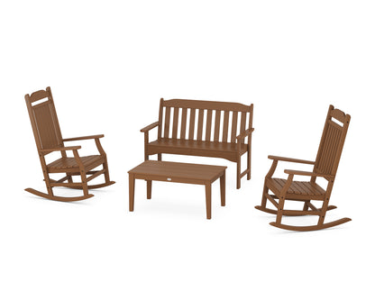 Country Living Cottage Rocking Chair 4-Piece Porch Set in Teak