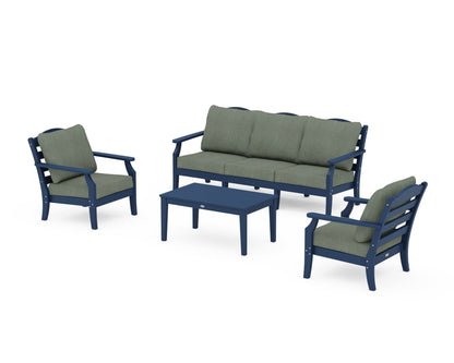 Draper James™ by  POLYWOOD® Savannah 4-Piece Deep Seating Set with Sofa in Navy / Cast Sage
