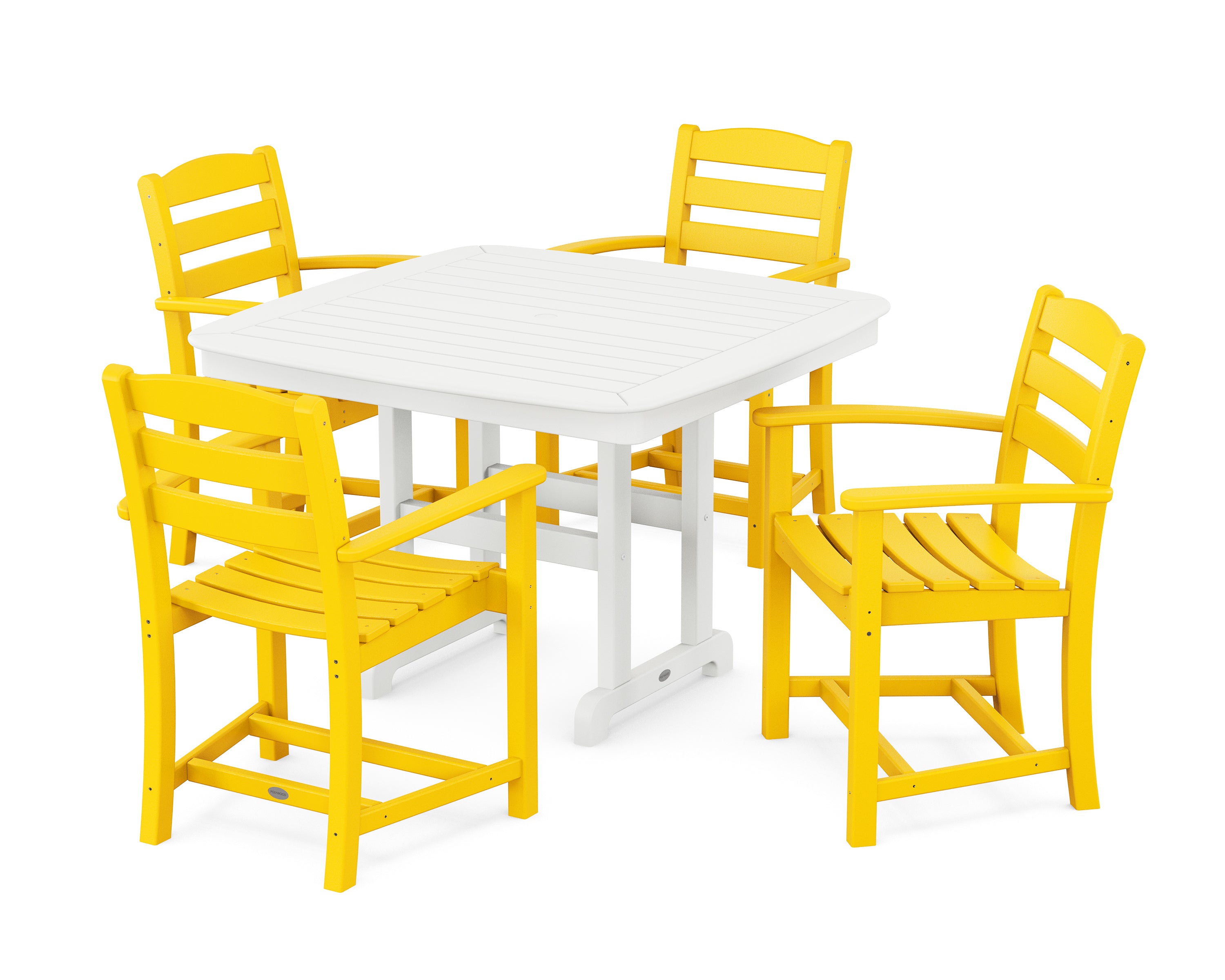 POLYWOOD® La Casa Café 5-Piece Dining Set with Trestle Legs in Lemon / White