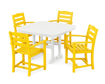 POLYWOOD® La Casa Café 5-Piece Dining Set with Trestle Legs in Lemon / White