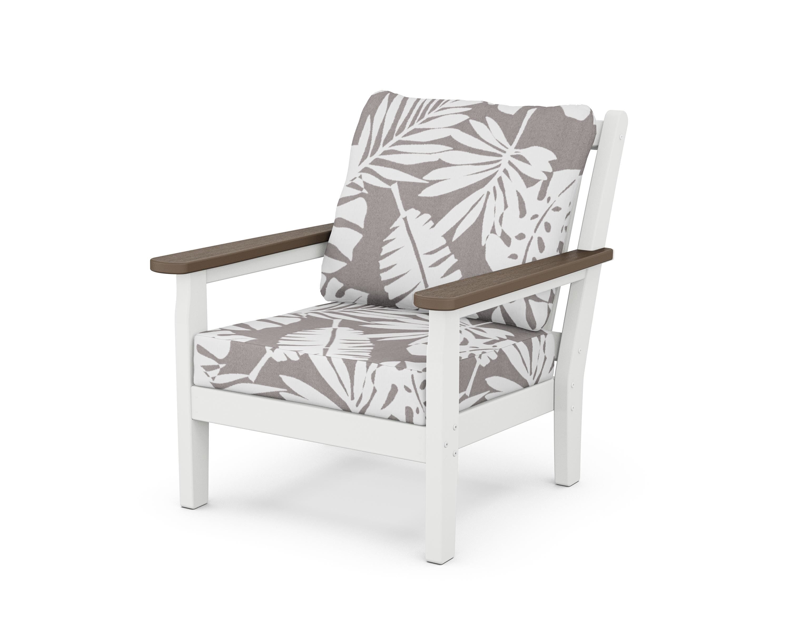 POLYWOOD® Chippendale Deep Seating Chair in White / Kona / Leaf Grey Mist