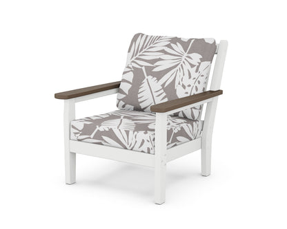 POLYWOOD® Chippendale Deep Seating Chair in White / Kona / Leaf Grey Mist
