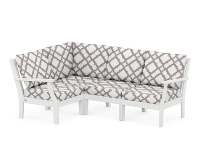 POLYWOOD® Braxton Modular 4-Piece Deep Seating Set in White / Trellis Grey Mist