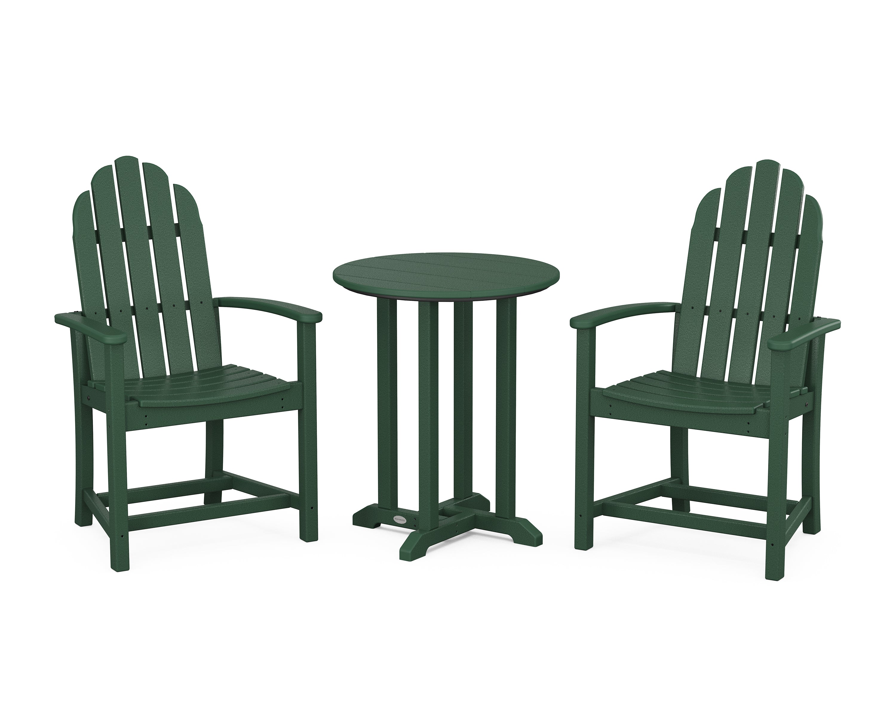 POLYWOOD® Classic Adirondack 3-Piece Round Bistro Dining Set in Green