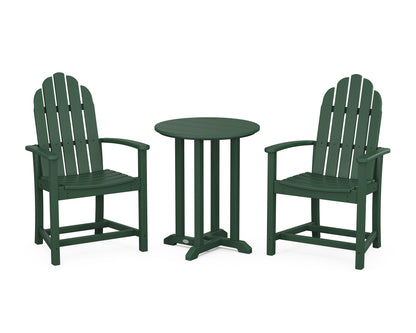 POLYWOOD® Classic Adirondack 3-Piece Round Bistro Dining Set in Green
