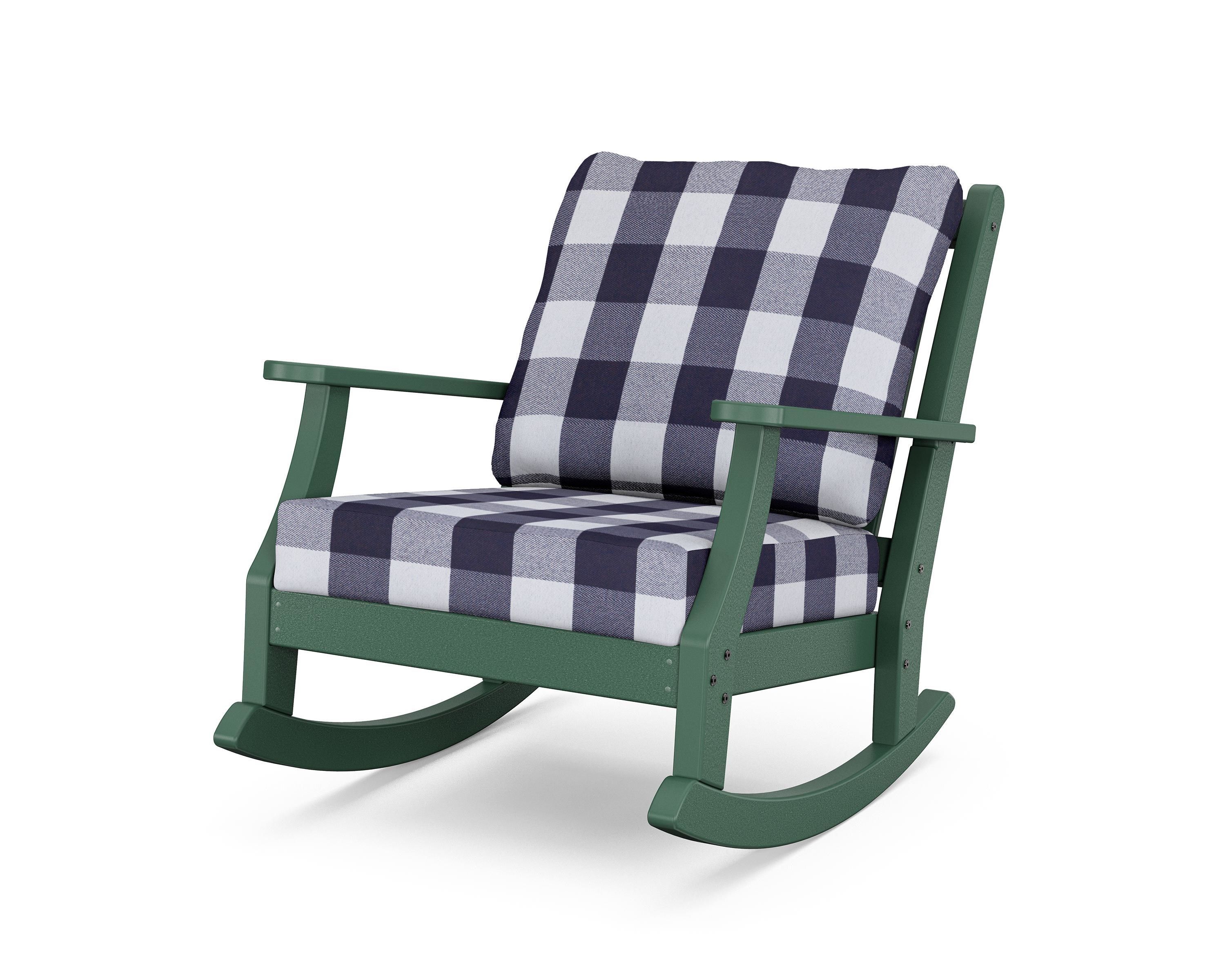 Country Living Wovendale Deep Seating Rocking Chair in Green / Buffalo Plaid Navy