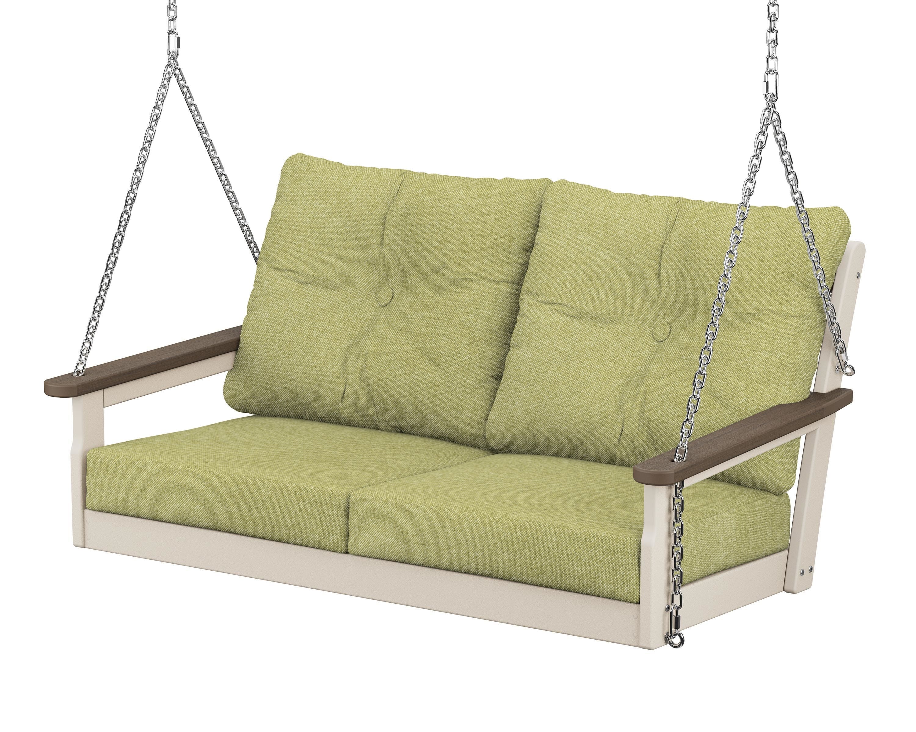 POLYWOOD® Vineyard Deep Seating Swing in Sand / Kona / Chartreuse Boucle