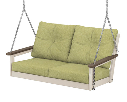 POLYWOOD® Vineyard Deep Seating Swing in Sand / Kona / Chartreuse Boucle